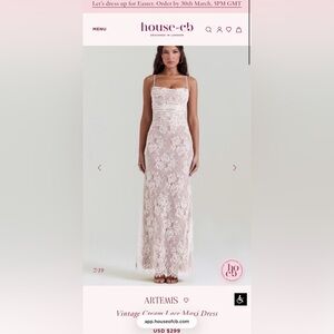 House of CB Artemis vintage cream lace maxi dress size M